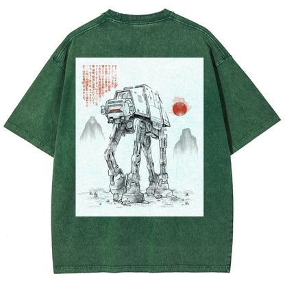 Astrobot Invention Armored Walker Back Print Washed T-Shirt