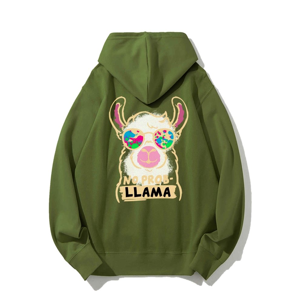 No probllama Printed Back Unisex Cotton Hoodie