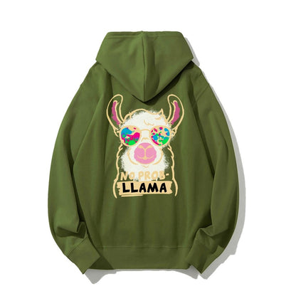 No probllama Printed Back Unisex Cotton Hoodie