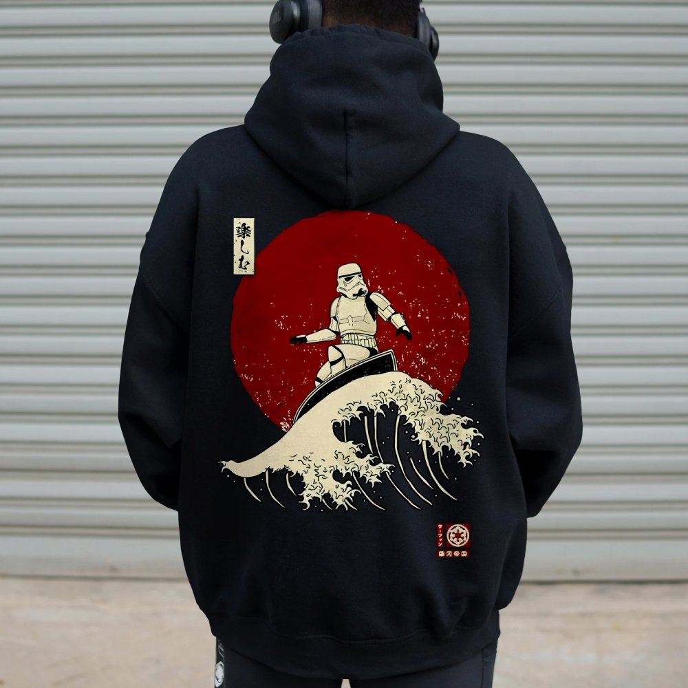 Cosmic Wave Printed Back Unisex Cotton Hoodie