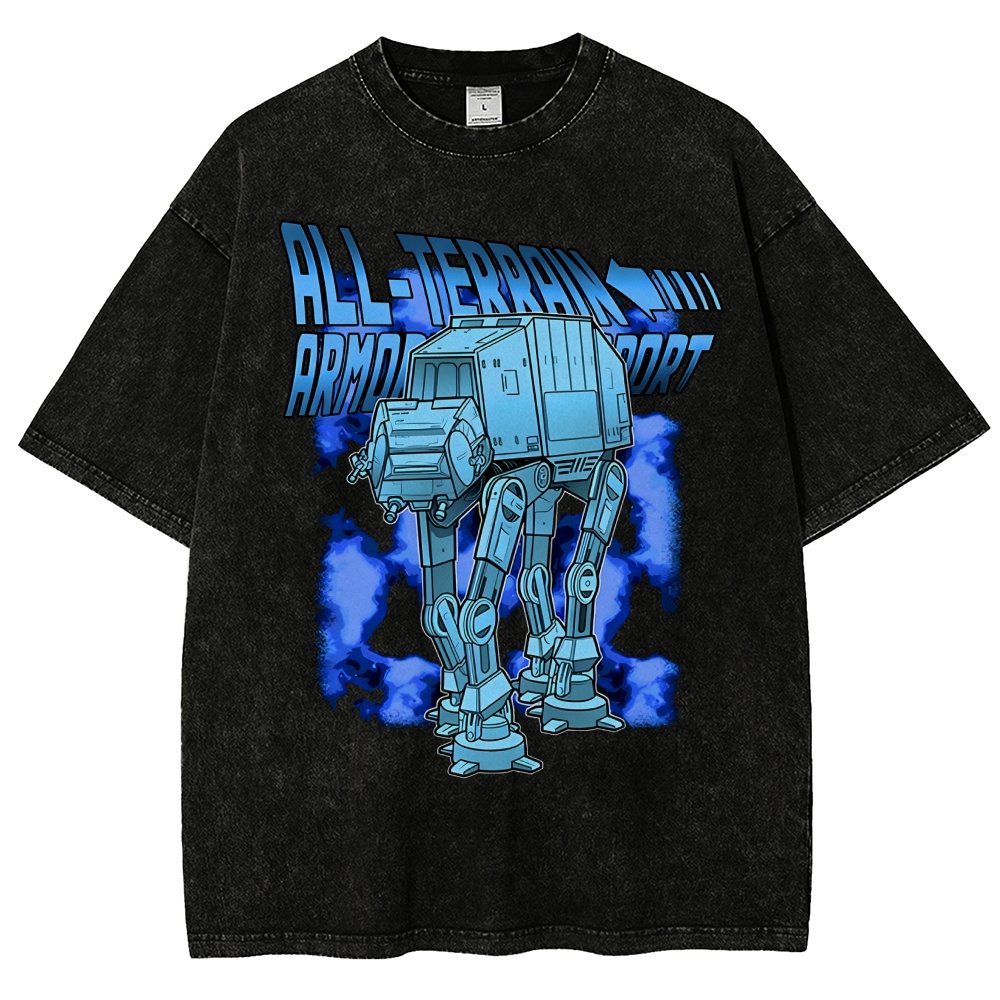 Mega Terrain Mecha Transport Vintage Distressed T-shirt