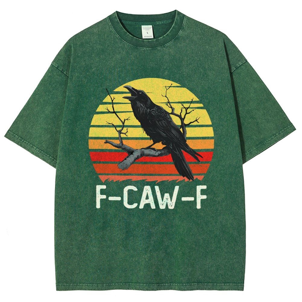 Retro Sunset F-Caw-F Black Bird Black Crow Vintage Distressed T-shirt