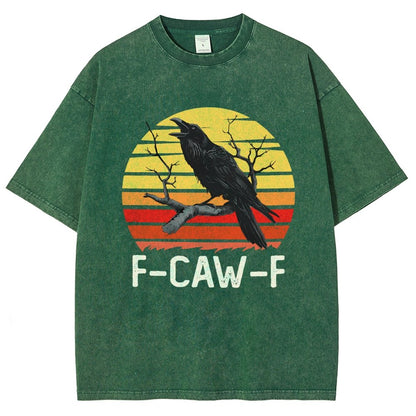 Retro Sunset F-Caw-F Black Bird Black Crow Vintage Distressed T-shirt