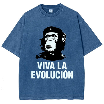 Marxist Evolution Funny Chimpanzee Monkey Rebellious Figure Parody Slogan Vintage Distressed T-shirt