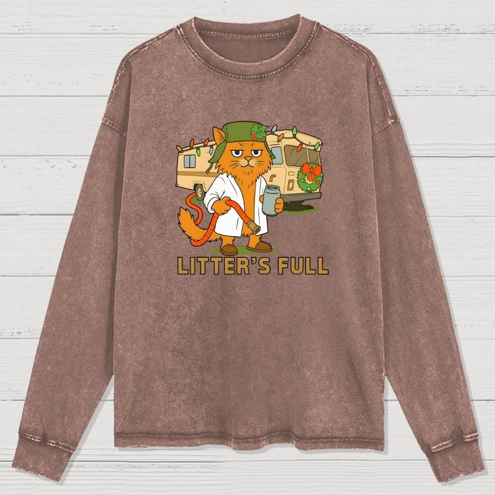 Christmas Shitters Full Cat Washed Long Sleeve Tee