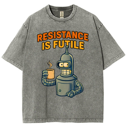 Funny Robot Coffee Design – Opposing Is Hopeless Vintage Distressed T-shirt