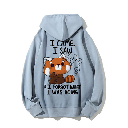 Forgetful Red Panda Printed Back Unisex Cotton Hoodie