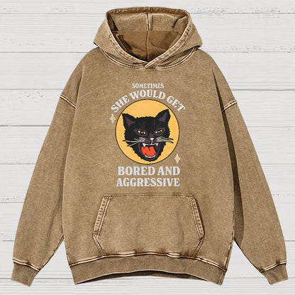 Angry Cat Funny Vintage Distressed Hoodie