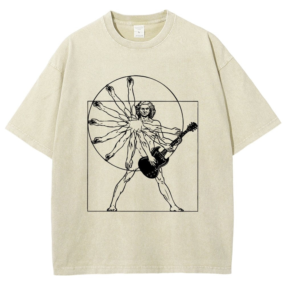 Vitruvian Man Vintage Distressed T-shirt