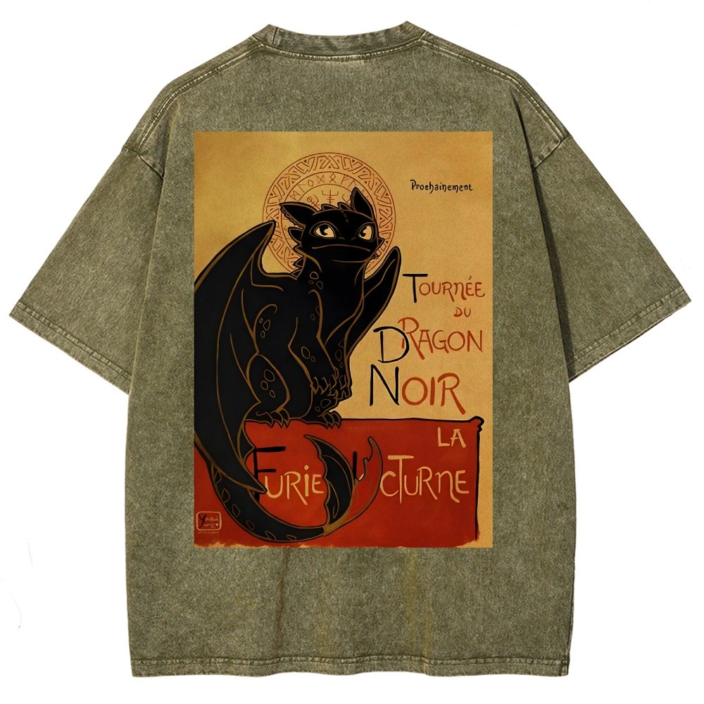 Le Dragon Noir Back Washed T-Shirt