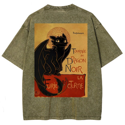 Le Dragon Noir Back Washed T-Shirt