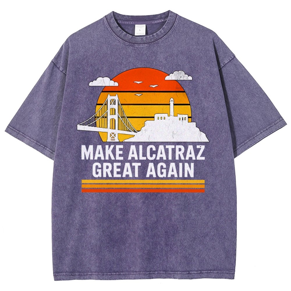 Make Alcatraz Great Again Satire Vintage Distressed T-shirt