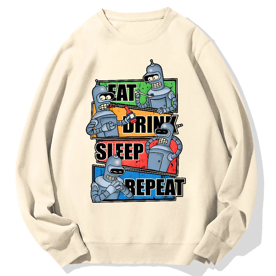 Eat Drink Sleep Repeat Geek Cotton Sweatshirt