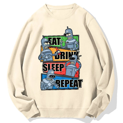 Eat Drink Sleep Repeat Geek Cotton Sweatshirt