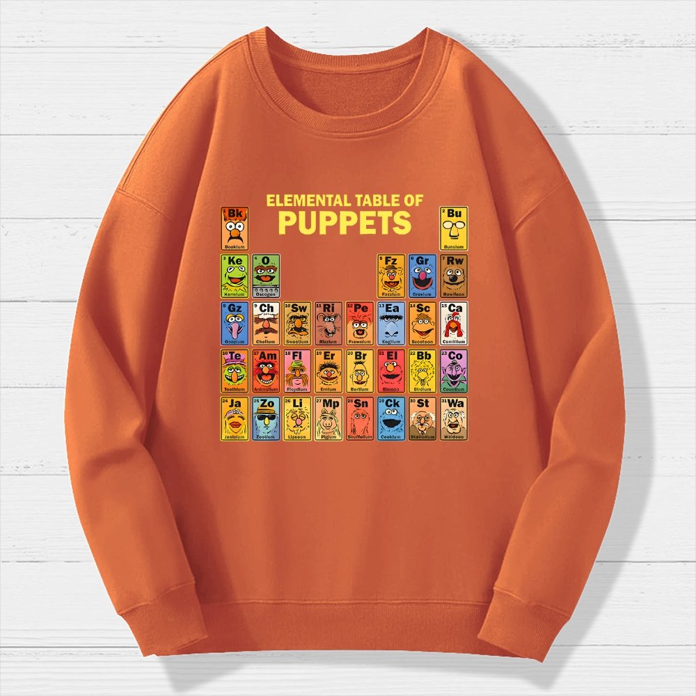 Elemental Table Of Puppets Geek Cotton Sweatshirt