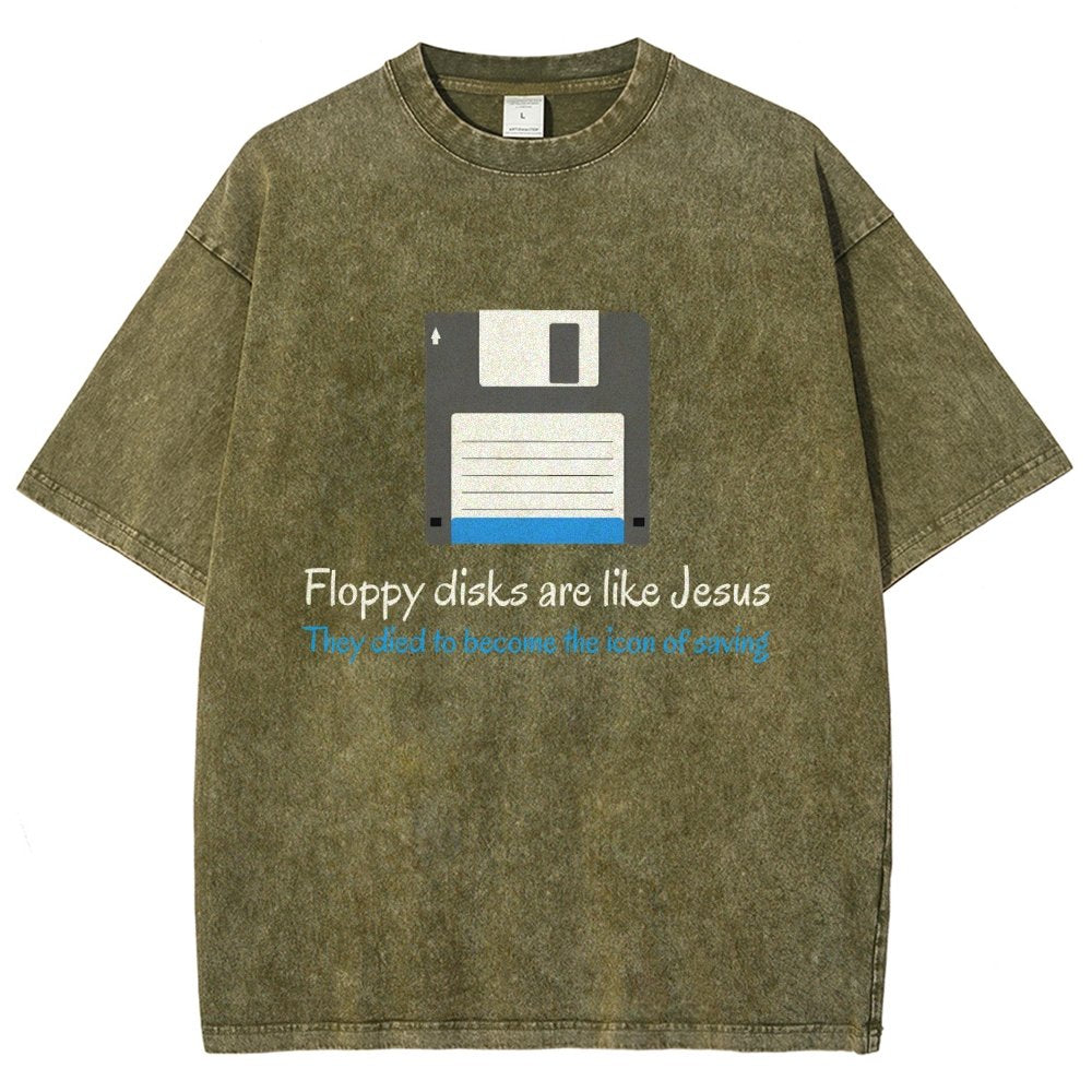 Floppy Disks Are Like Jesus Vintage Distressed T-shirt