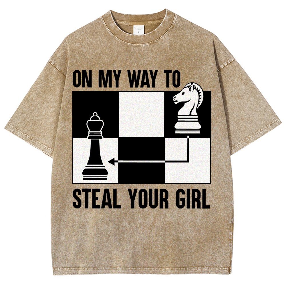 Chess Game On My Way To Steal Your Girl Vintage Distressed T-shirt