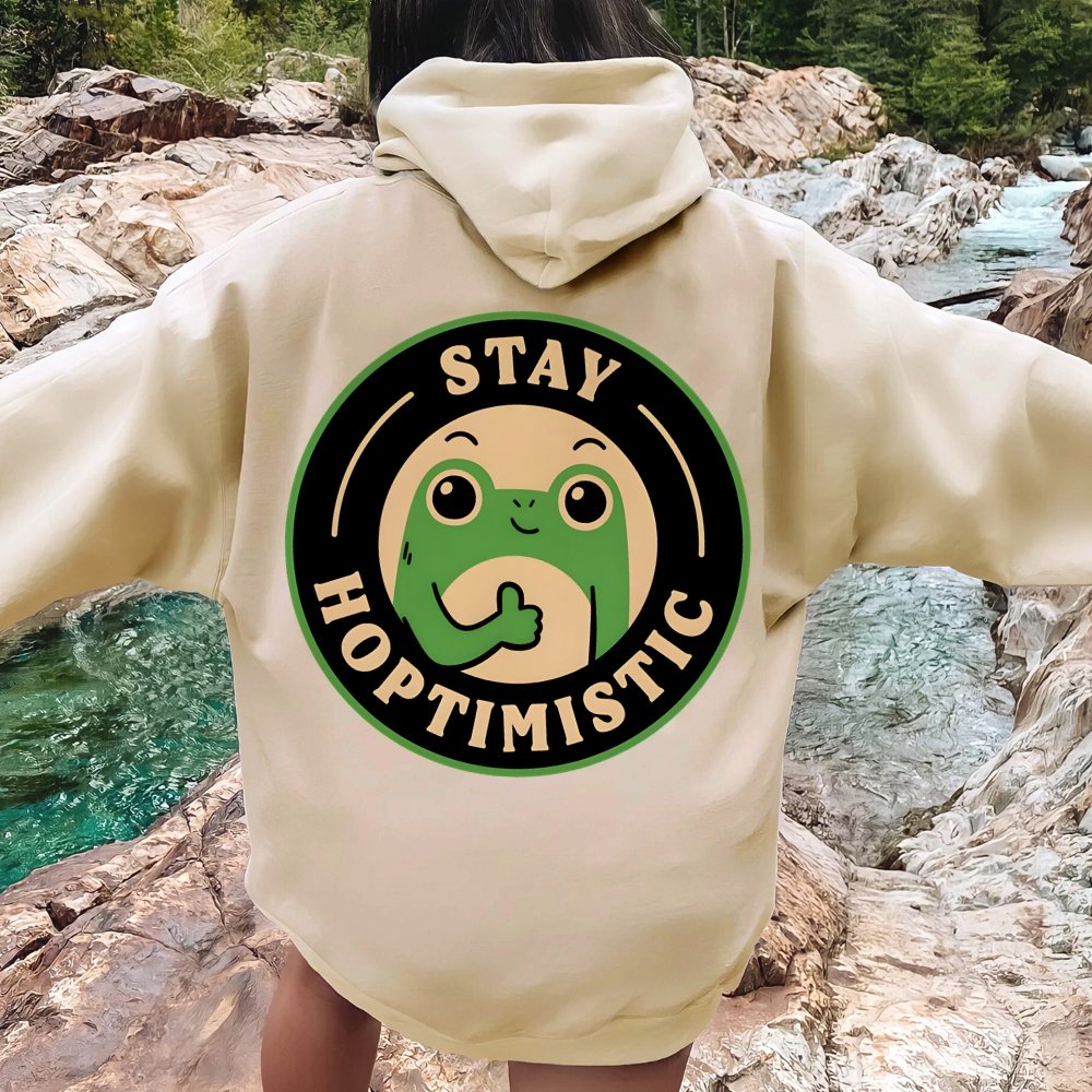 Stay Hoptimistic Printed Back Unisex Cotton Hoodie