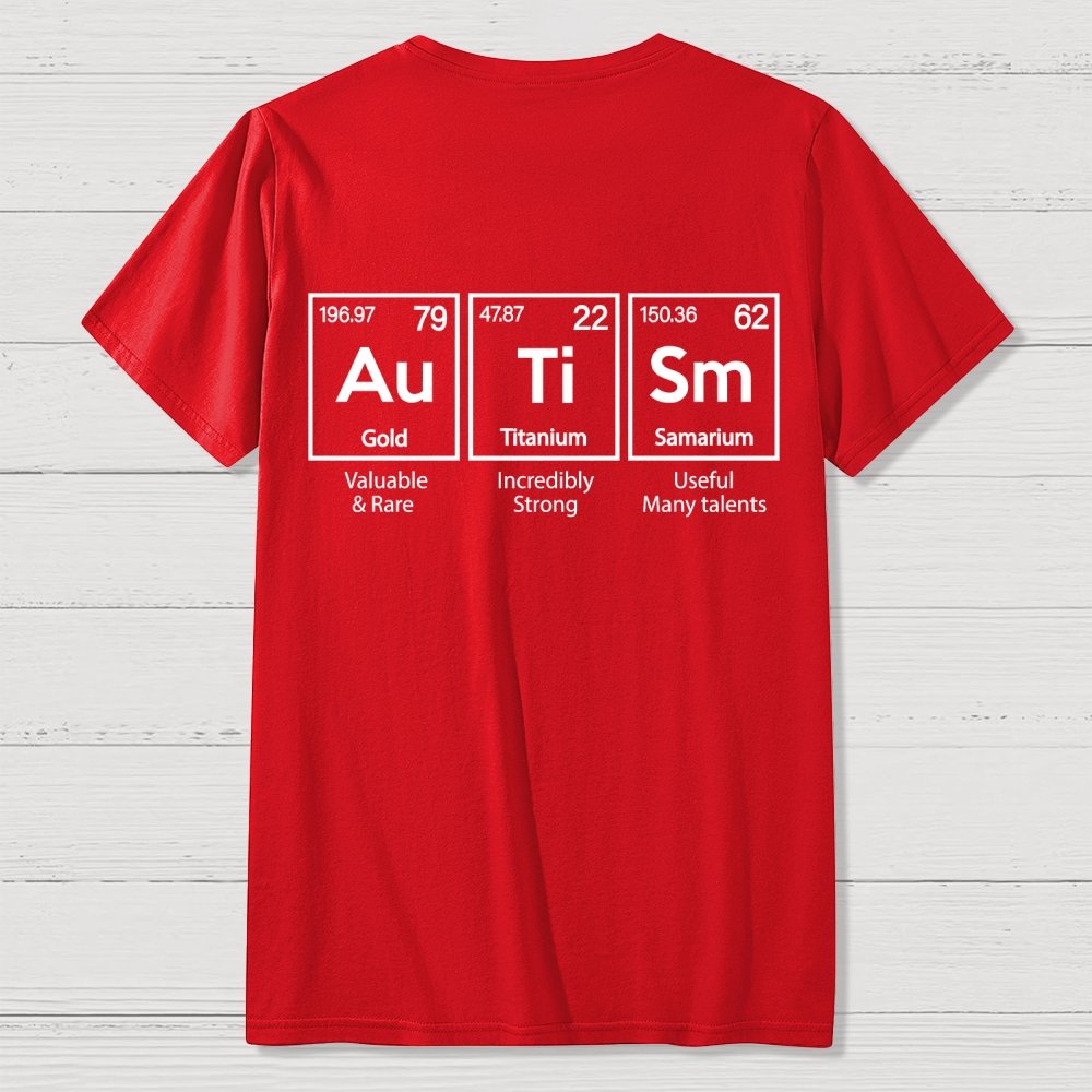 Autism Awareness Elements Periodic Back Printing Geek T-Shirt