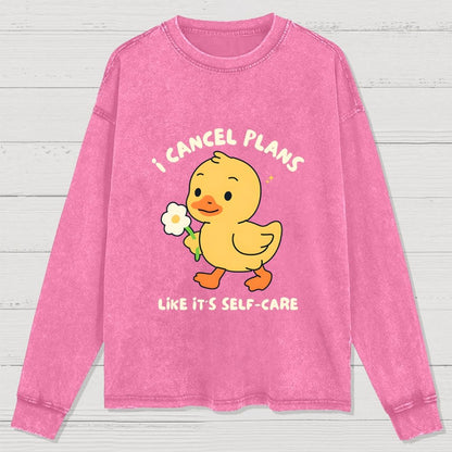 I Cancel Plans Washed Long Sleeve Tee