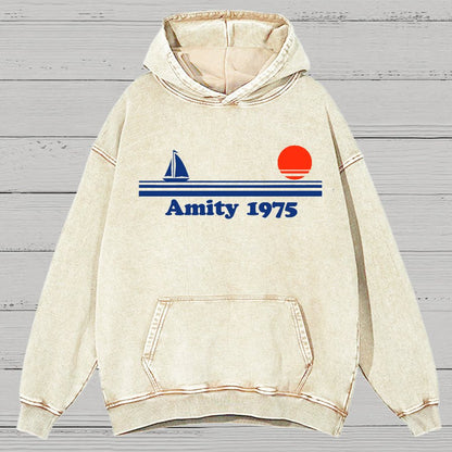 Seaside Town 1975 Vintage Distressed Hoodie