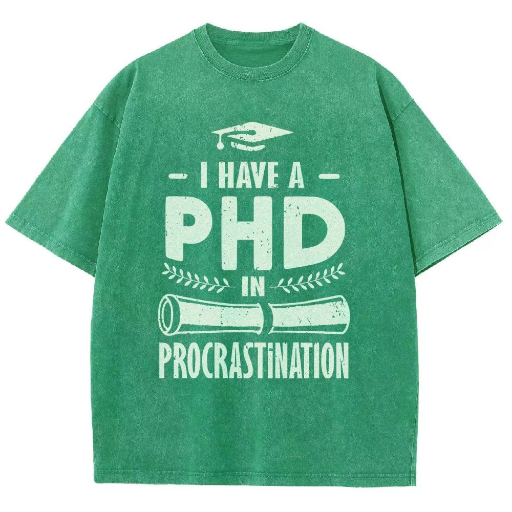 PHD In Procrastination Vintage Distressed T-shirt
