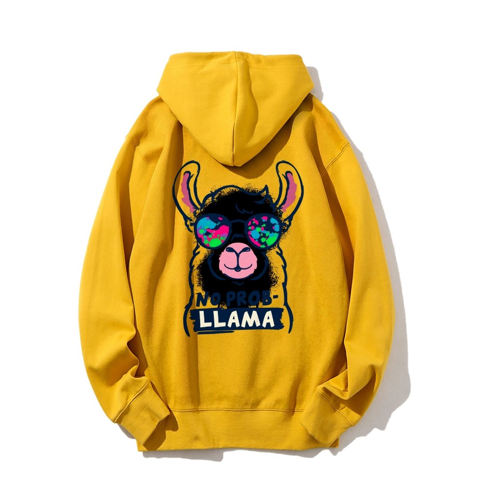 No probllama Printed Back Unisex Cotton Hoodie