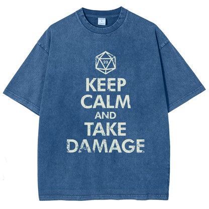 Keep Calm and Take Damage Vintage Distressed T-shirt