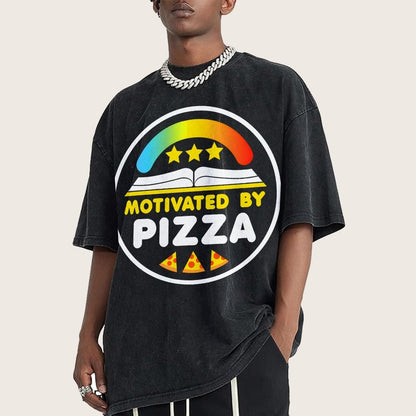 Motivated By Pizza Vintage Distressed T-shirt