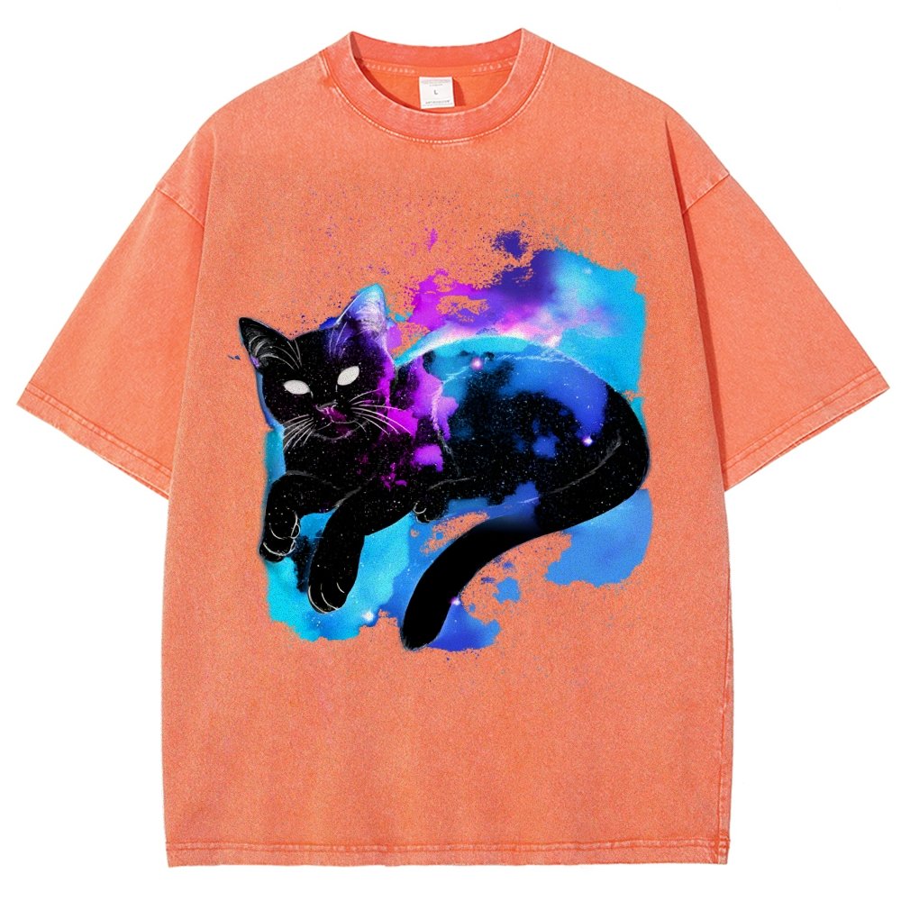 Space Cat Vintage Distressed T-shirt