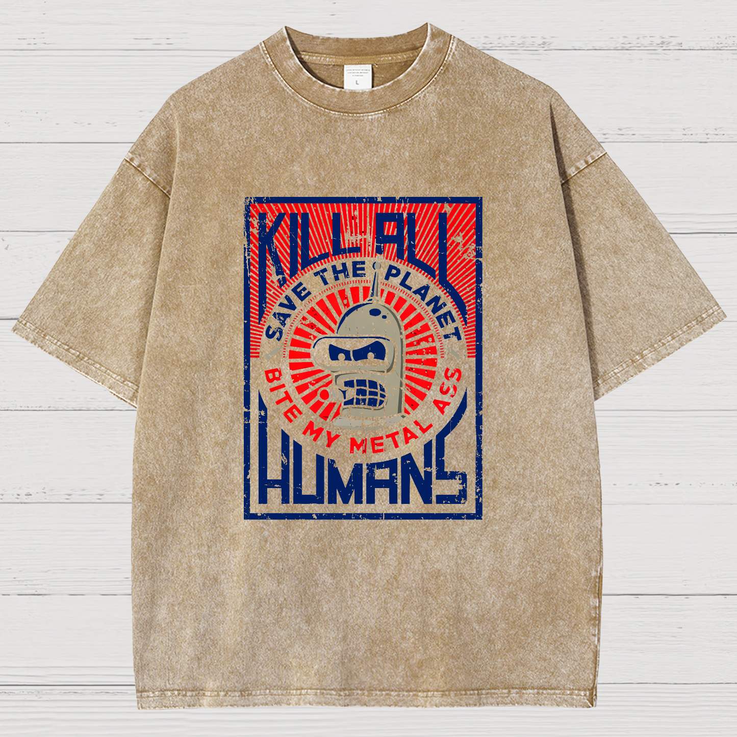 Save The Earth And Kill All Humans Nerdy Vintage Distressed T-shirt