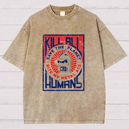 Save The Earth And Kill All Humans Nerdy Vintage Distressed T-shirt
