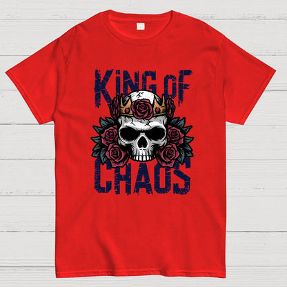 King of Chaos Skull Rose Crown Nerdy T-Shirt