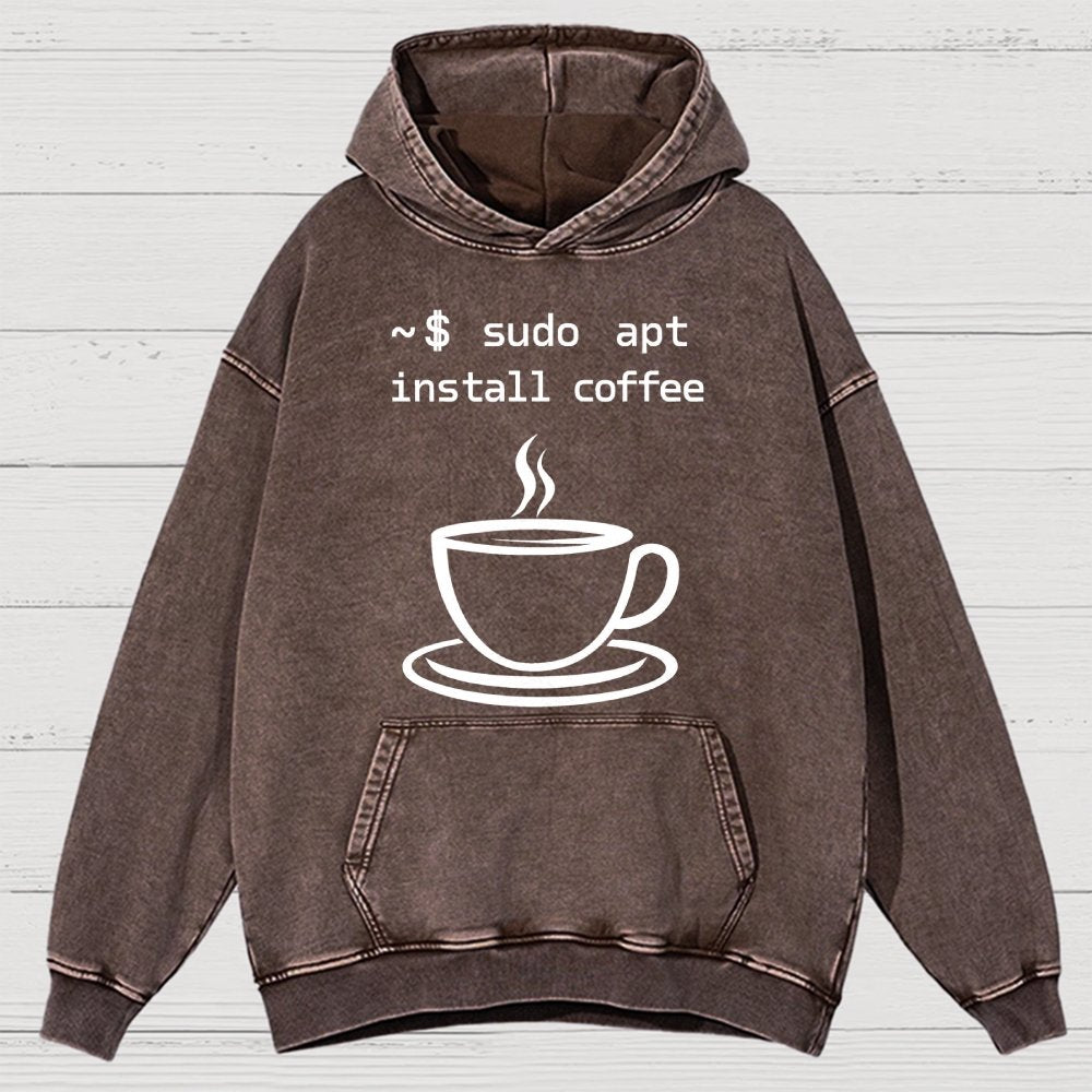 Sudo Apt-Get Install Coffee Vintage Distressed Hoodie