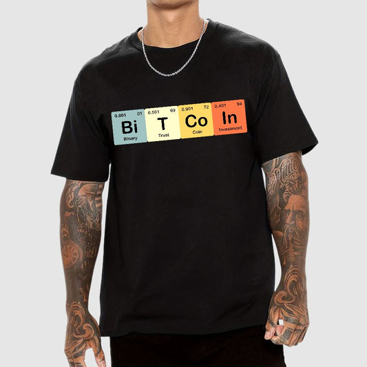 Bitcoin Periodic Table Cryptocurrency BTC Funny Vintage Geek T-Shirt