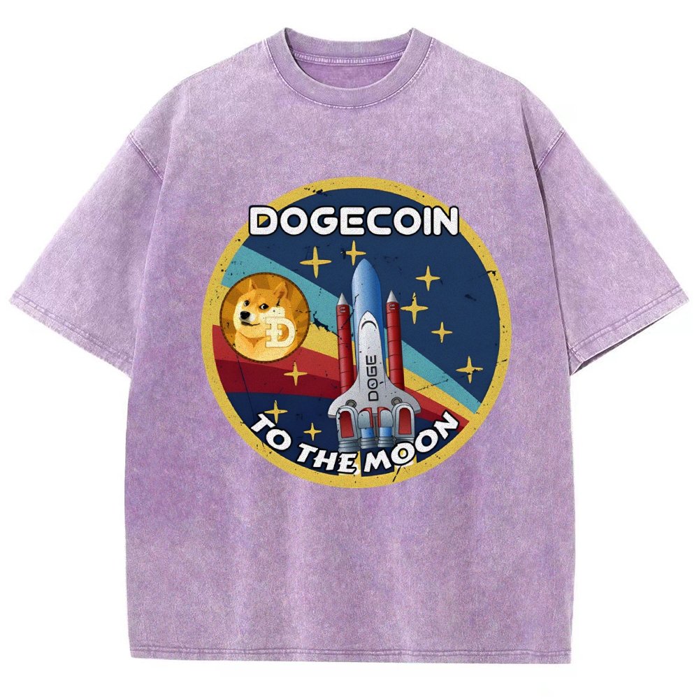 Dogecoin To The Moon DOGE Vintage Distressed T-shirt