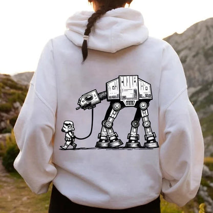 Galactic Robot Dog - Planetary Skirmishes Printed Back Unisex Cotton Hoodie