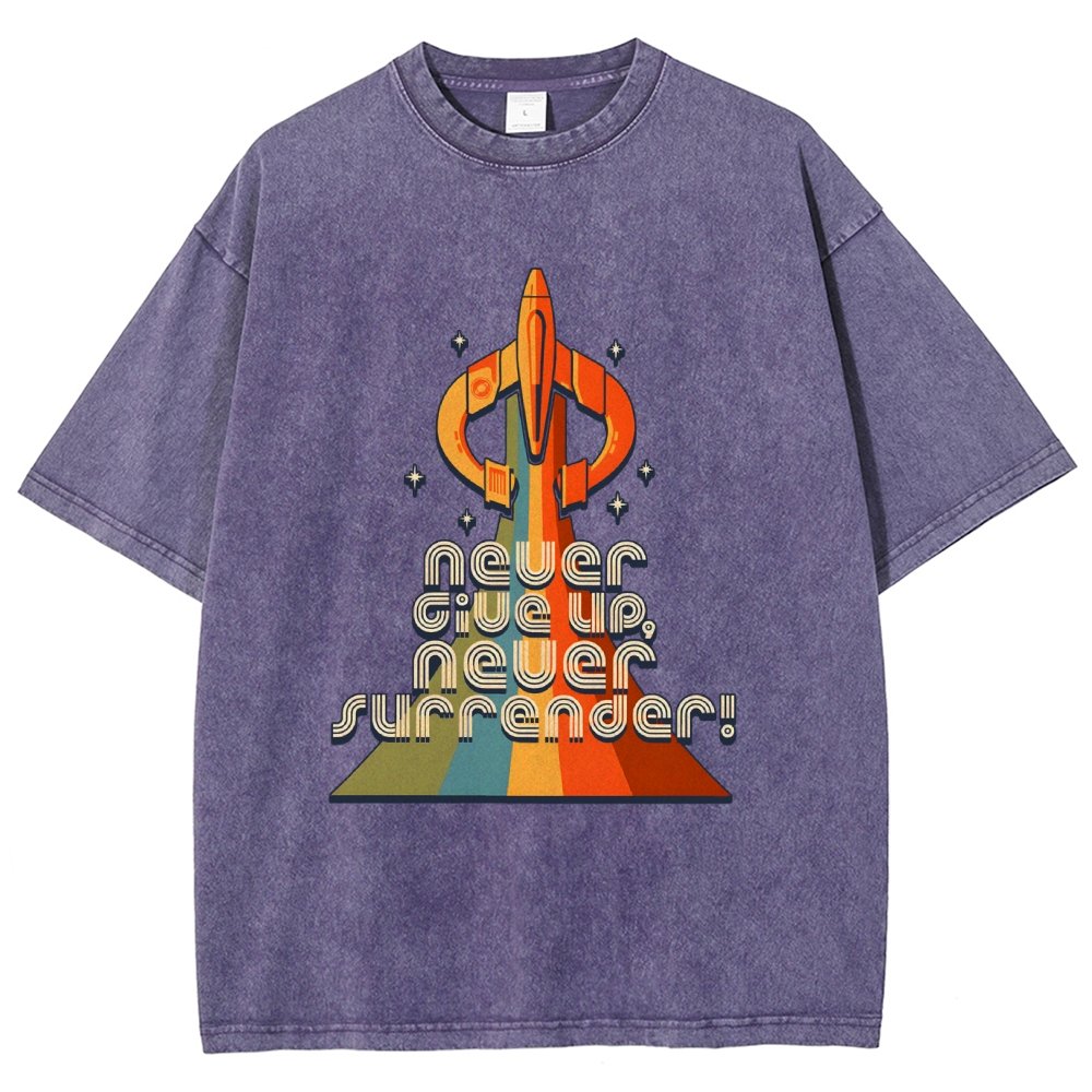 Retro Quest Never give up, never surrender! Vintage Distressed T-shirt