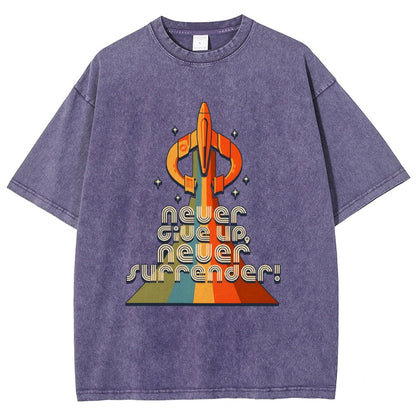 Retro Quest Never give up, never surrender! Vintage Distressed T-shirt