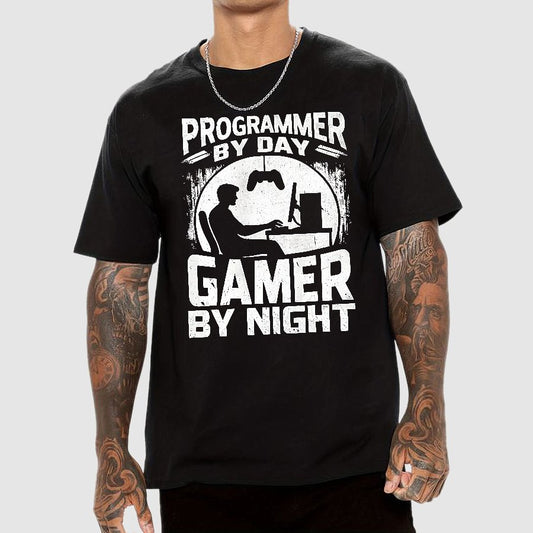 Programmer By Day Gamer By Night Computer Programming T-Shirt