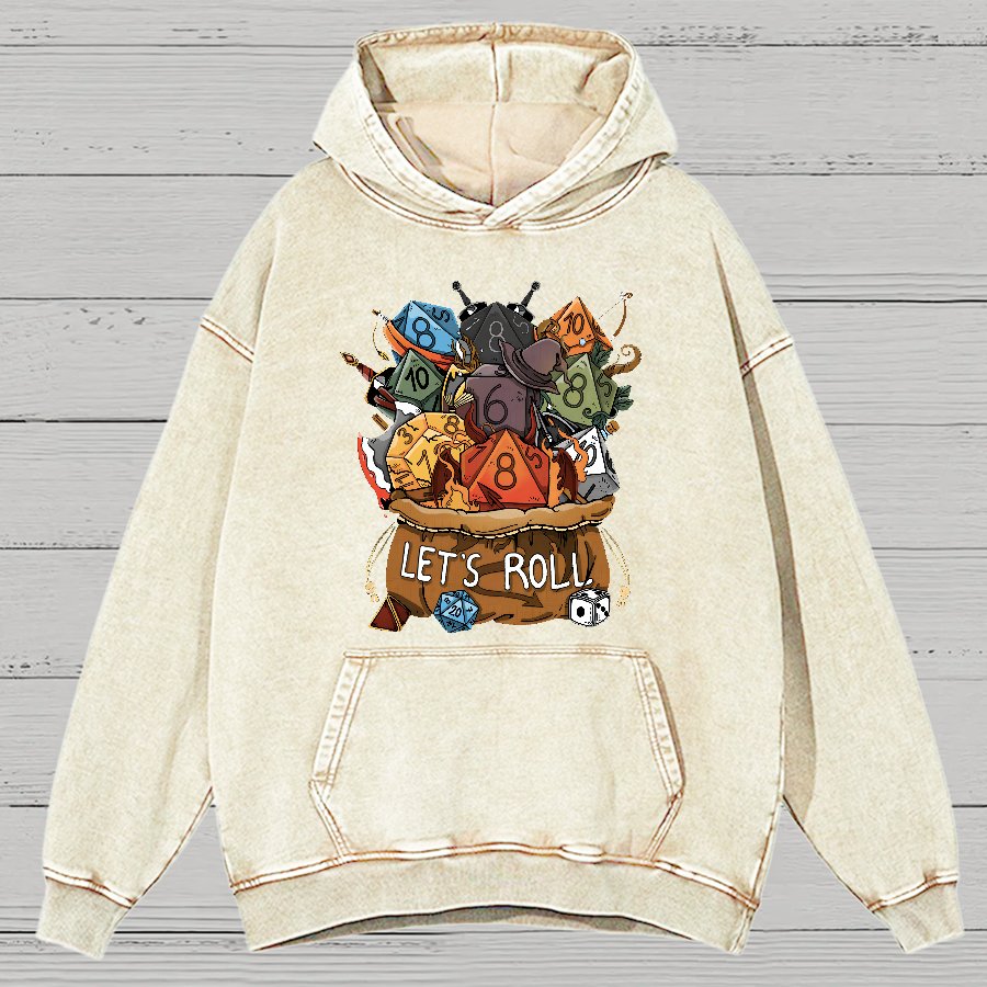 Let's Roll Nerdy Vintage Distressed Hoodie