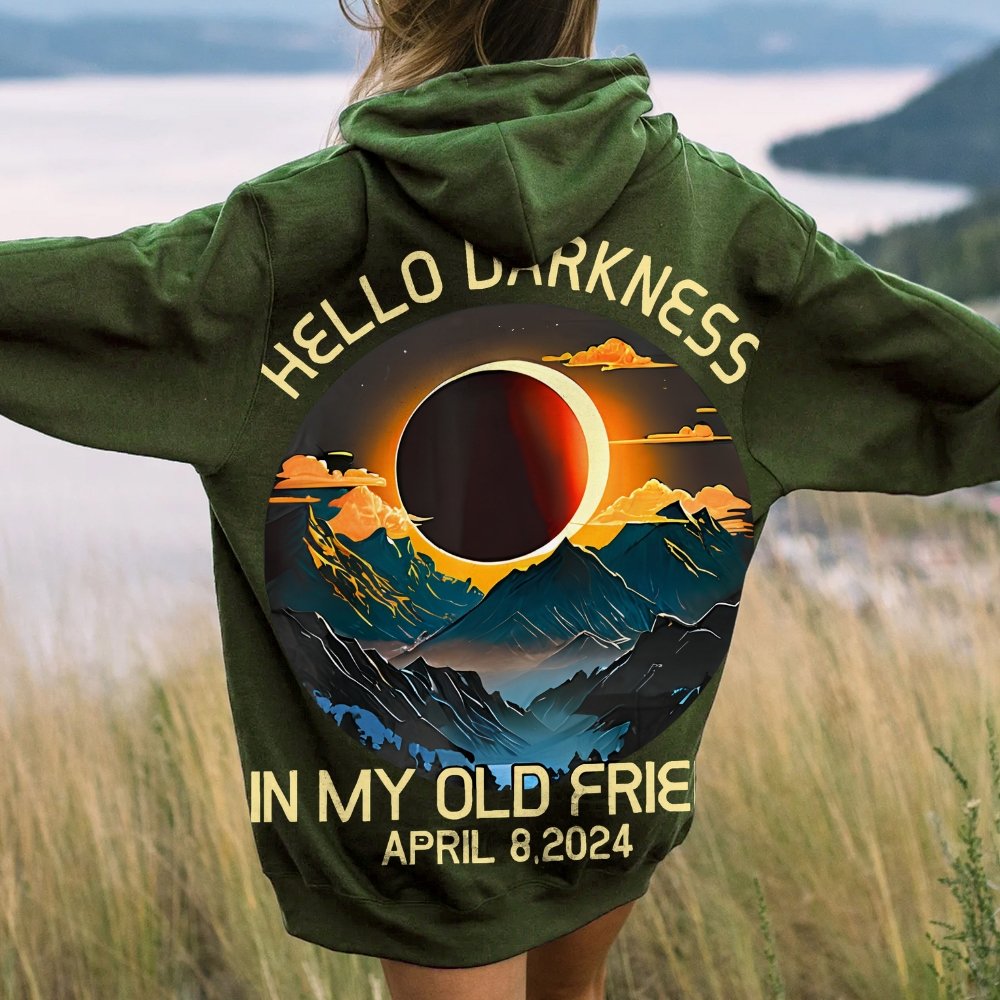 Hello Darkness My Old Friend Nerdy Graphic Geek Printed Back Cotton Hoodie