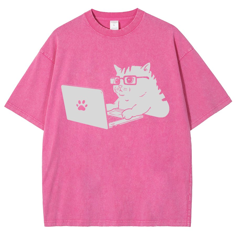 Cats & Computers Vintage Distressed T-shirt