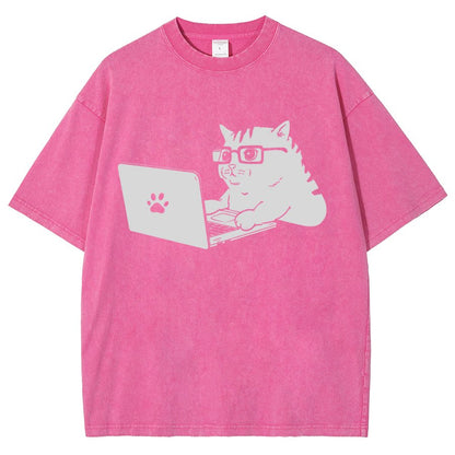 Cats & Computers Vintage Distressed T-shirt