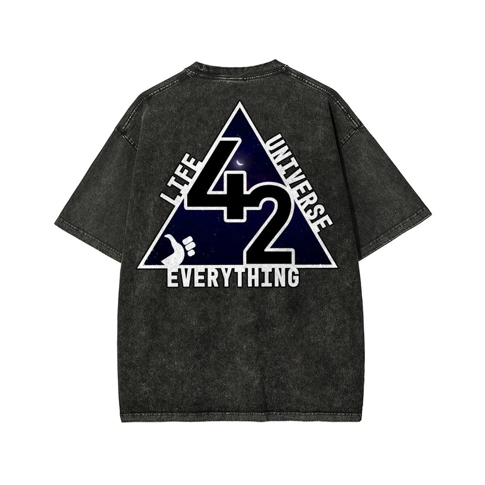 The Answer To The Ultimate Question Of Life The Universe And Everything Is 42. Washed T-shirt