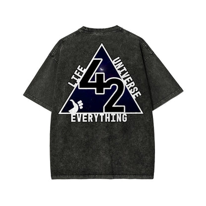 The Answer To The Ultimate Question Of Life The Universe And Everything Is 42. Washed T-shirt