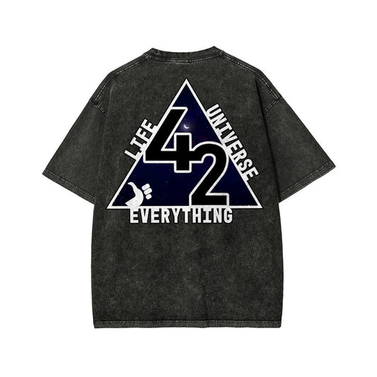 The Answer To The Ultimate Question Of Life The Universe And Everything Is 42. Washed T-shirt