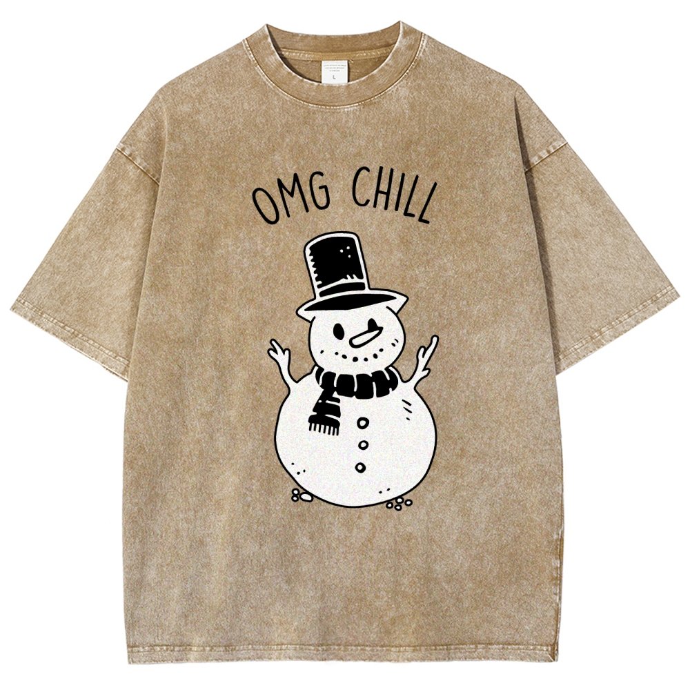 OMG Chill Christmas Vintage Distressed T-shirt