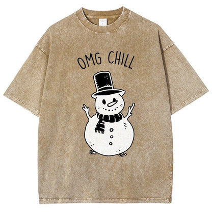 OMG Chill Christmas Vintage Distressed T-shirt