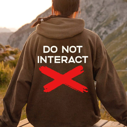 Do Not Interact Printed Back Unisex Cotton Hoodie